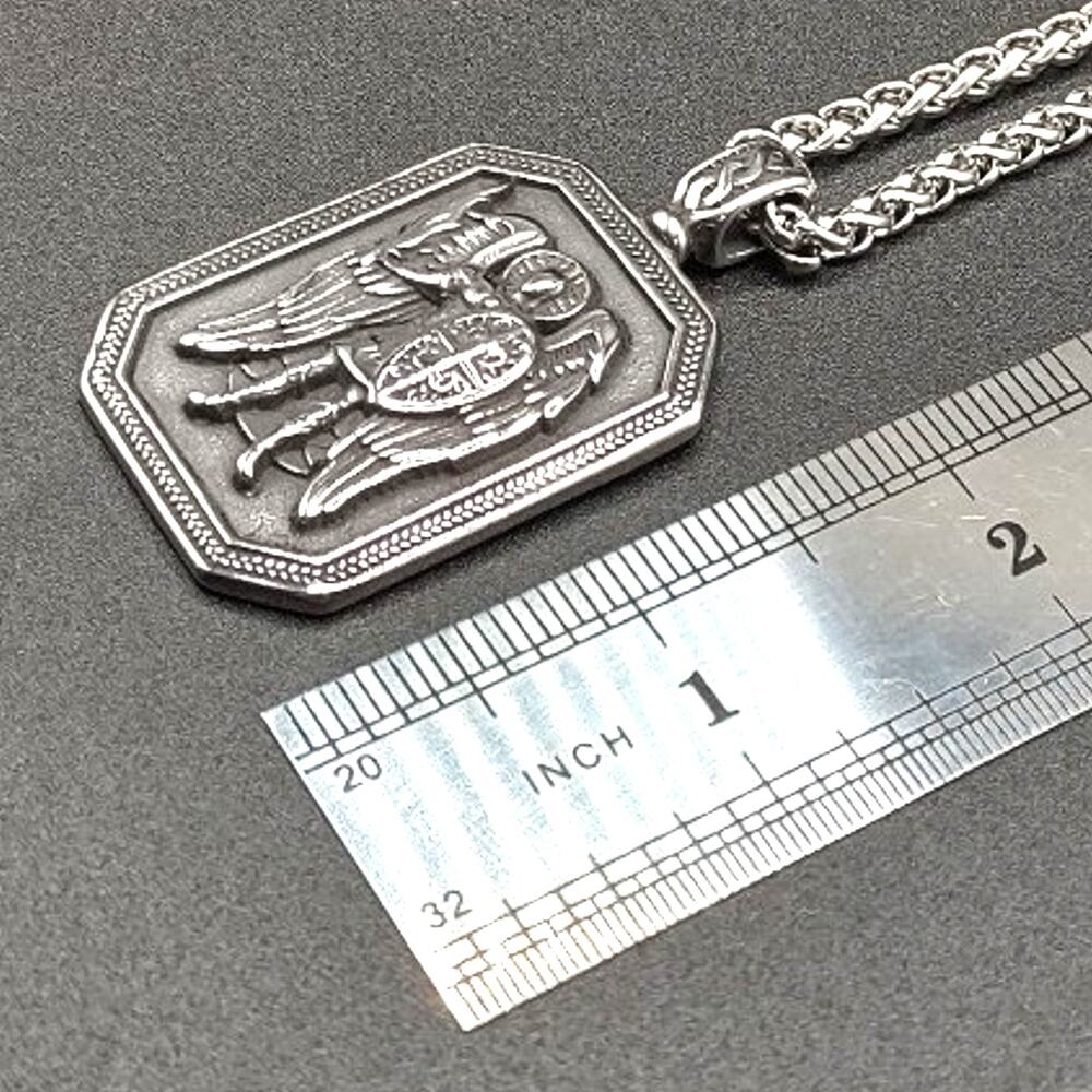 Archangel Saint Michael Necklace Solid Stainless Steel Anniversary Birthday NEW!